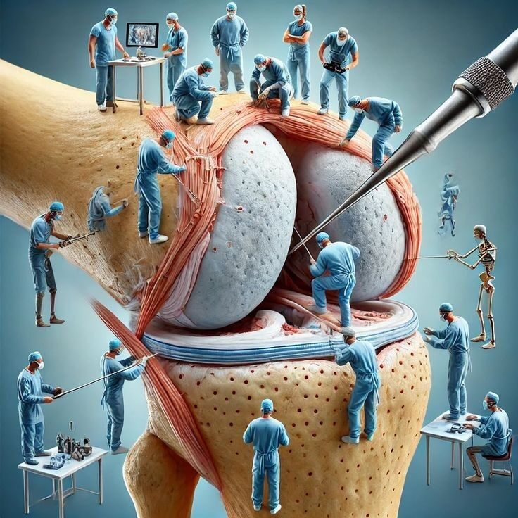Conceptual illustration of knee joint surgery