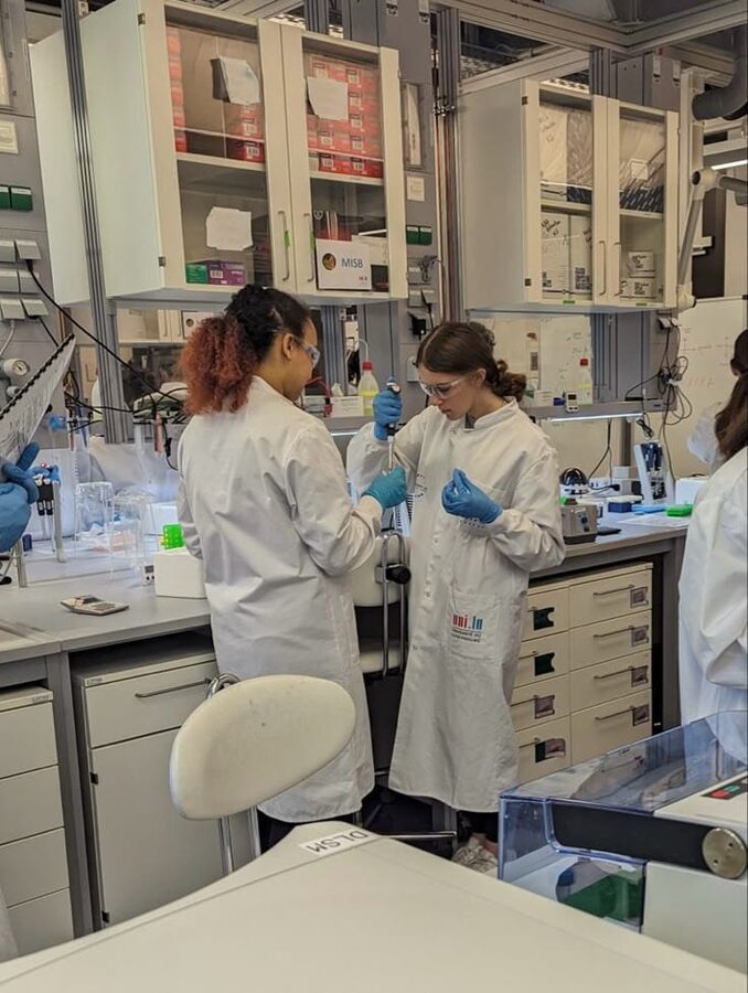 Students working at the lab bench