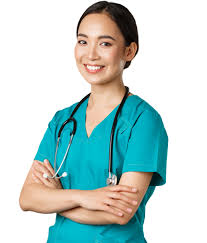 Portrait of a nurse in teal scrubs